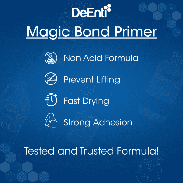 Key Features of DeEnti Magic Bond Nail Primer: Non-Acid, Prevents Lifting, Fast Drying, Strong Adhesion