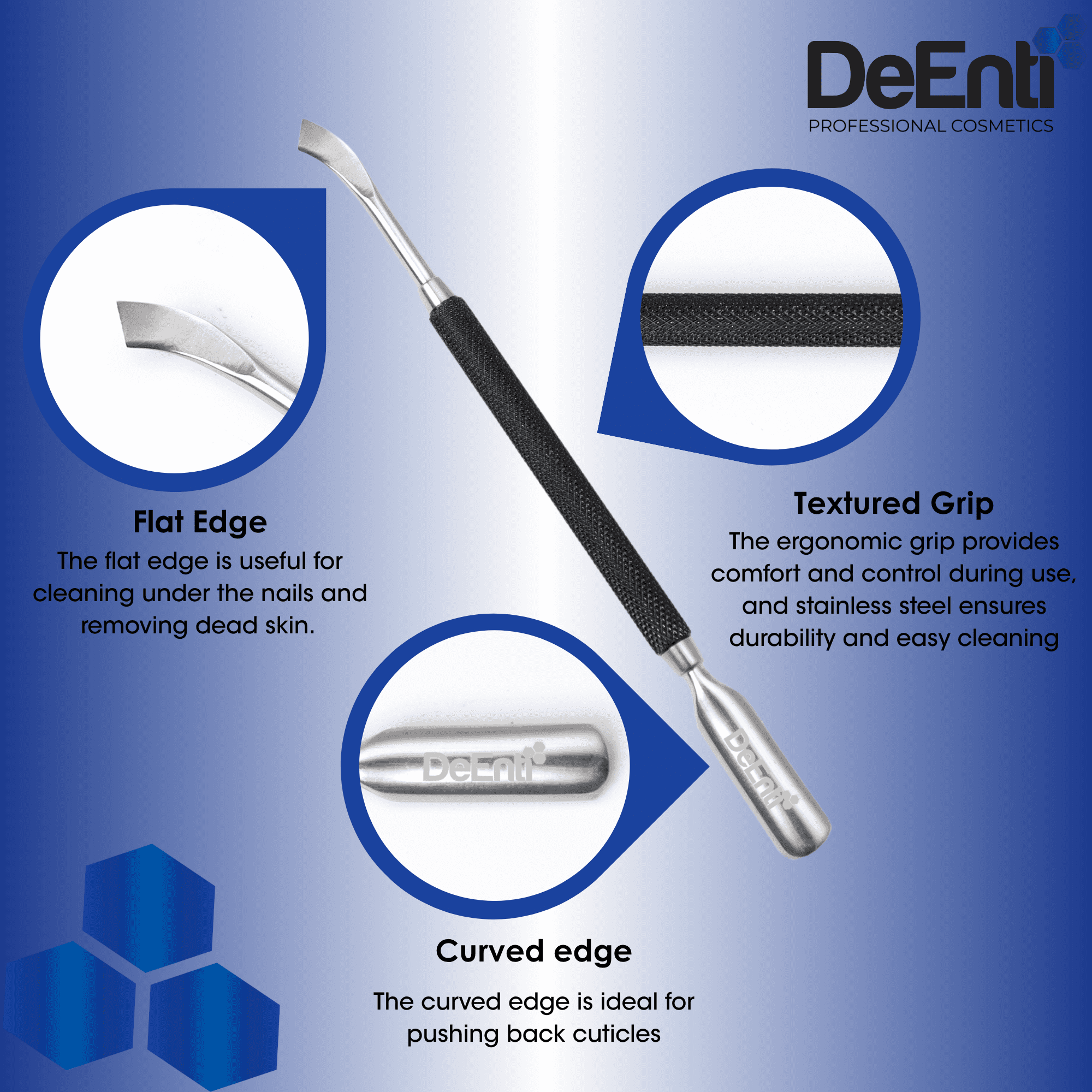 Premium Cuticle Pusher - Stainless Steel w/ Black Coating - Image 4