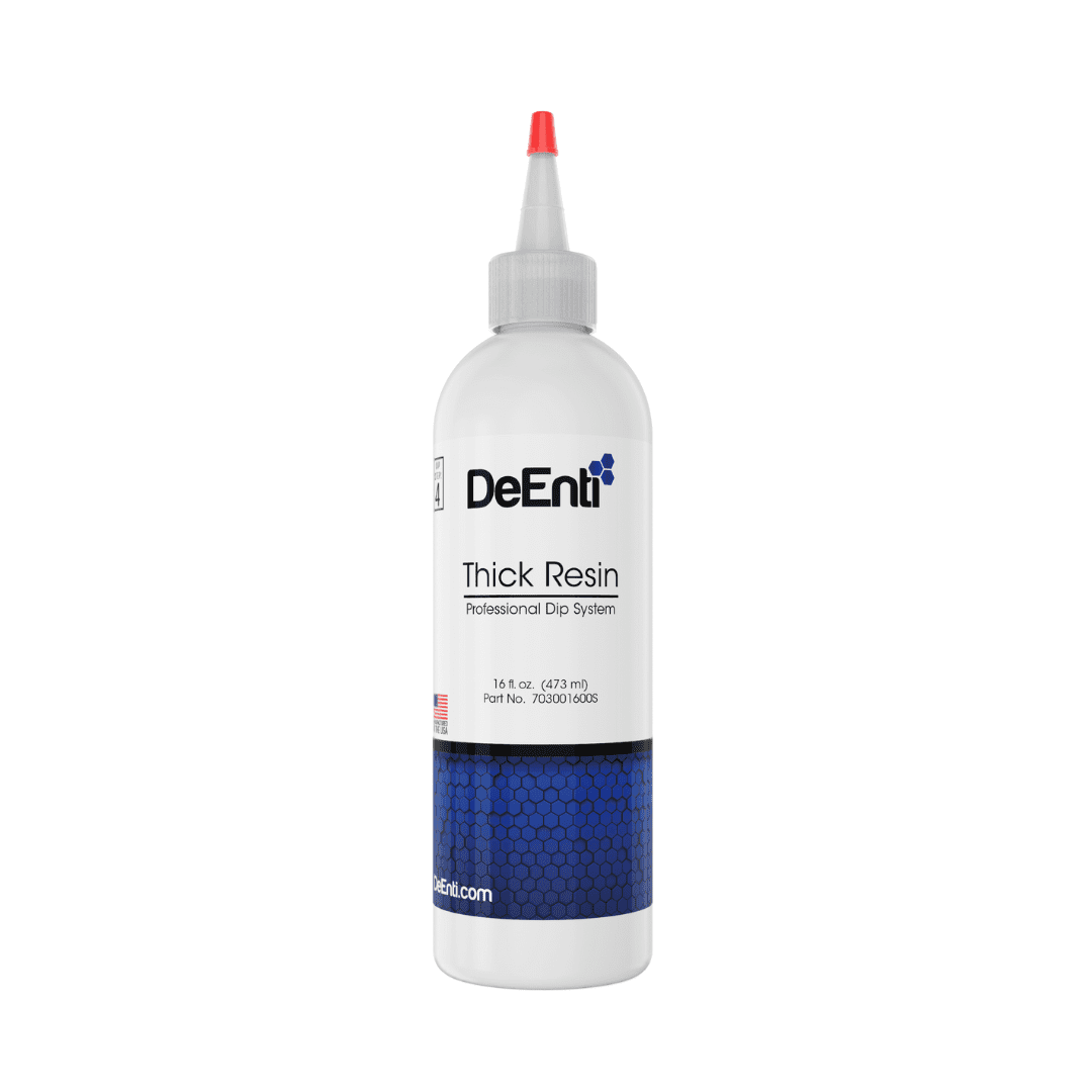 A large 16 fl oz (473 ml) refill bottle of DeEnti Thick Resin, the top coat for the Professional Dip System.
